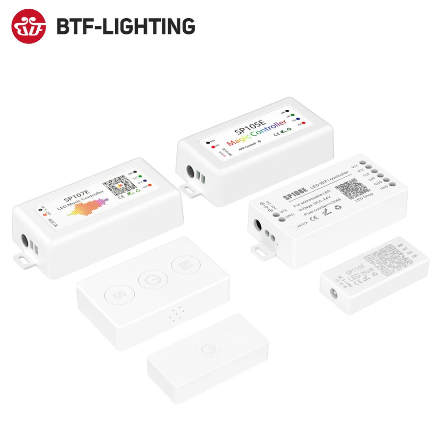 WS2812B LED Strip Light Controller Blue tooth SP630E SP105E Wifi SP108E Music SP107E WS2811 WS2812 SPI FCOB Pixels Lights 5V-24V