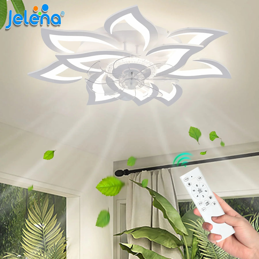 Jelena Smart Ceiling Fan with Lights Remote Control 6 Speeds Modern LED Fan Lamp Fixtures Kitchen Bedroom Household fan