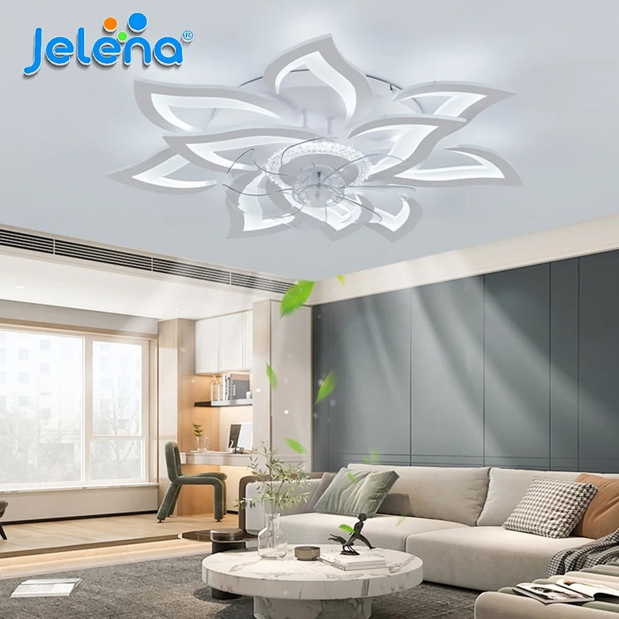 Jelena Modern Ceiling Chandelier Fans Lamps with Remote and APP for Living Dining Bedrooms LED Ceiling Lights Fixture Home Decor