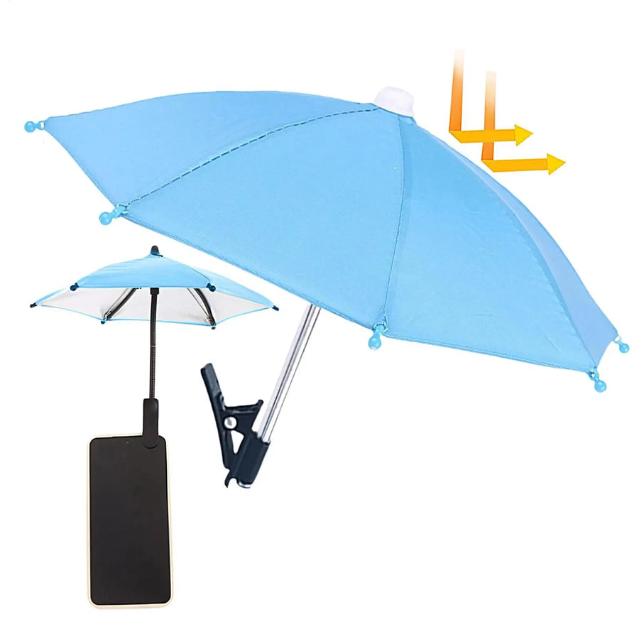 Mini Umbrella Phone Stand Mobile Phone Clip on Sunshade Universal Waterproof Holder for Smartphones Outdoor Rain Sun Accessory