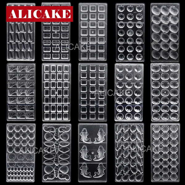 Polycarbonate Chocolate Molds for Chocolate Professional Baking Candy Bonbons Bar Acrylic Mould Confectionery Bakery Utensils